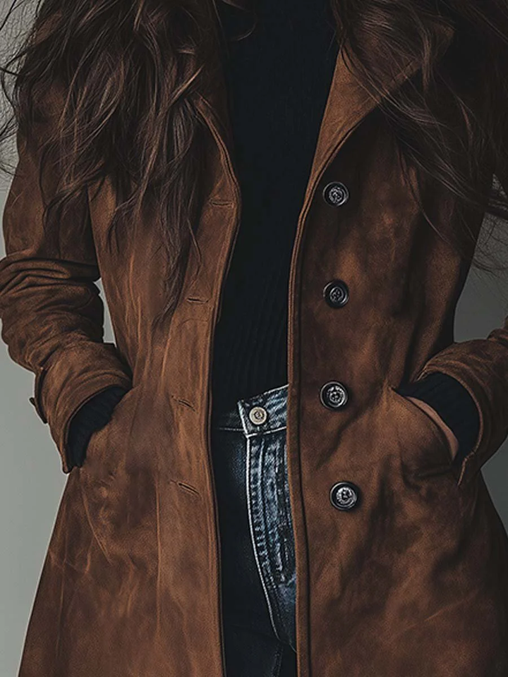 Cappotto Trench in Suede Vintage