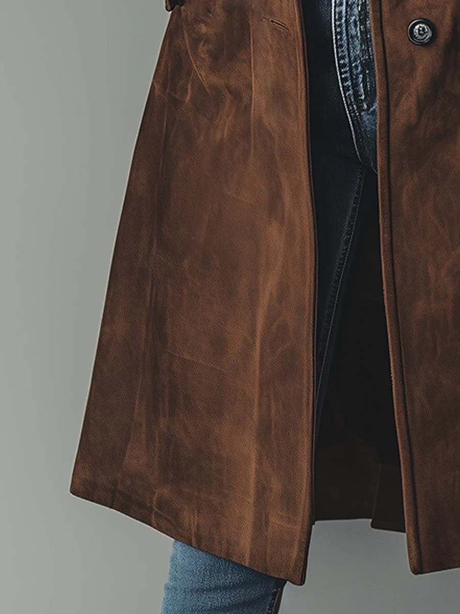 Cappotto Trench in Suede Vintage
