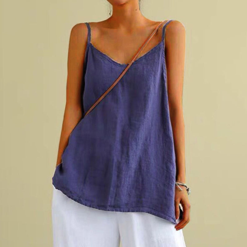 Top senza maniche casual in colore solido