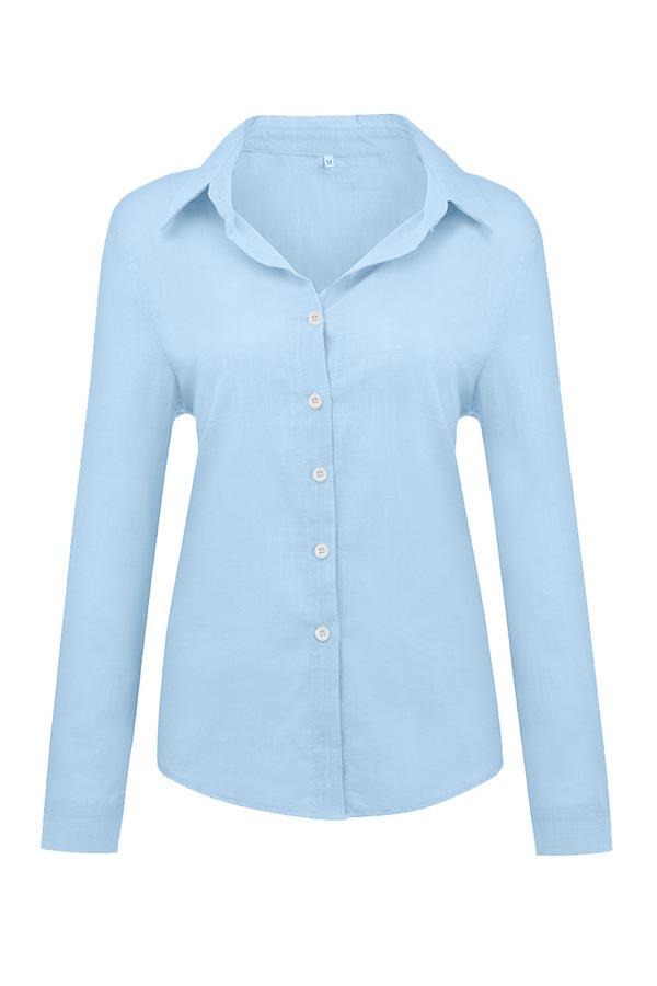 Camicia Blusa a Collo con Bottone Casual