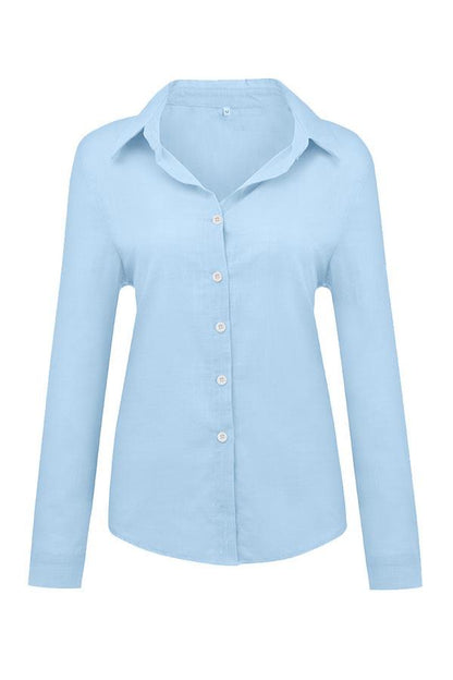 Camicia Blusa a Collo con Bottone Casual