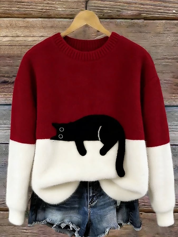 Aileen™ | Maglione Oversized con Stampa di Gatto Elegante