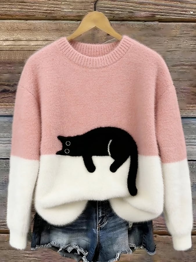 Aileen™ | Maglione Oversized con Stampa di Gatto Elegante