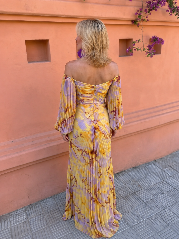 GRETA™ – ABITO LUNGO FIORITO CON SCOLLO PROFONDO