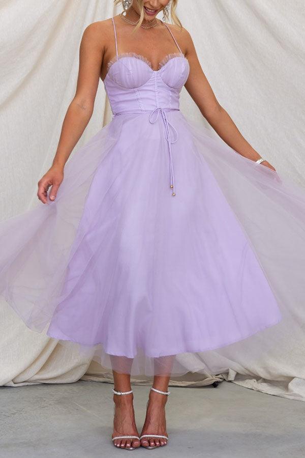 Abito Maxi da Festa con Bretelle in Chiffon per Principessa Moderna