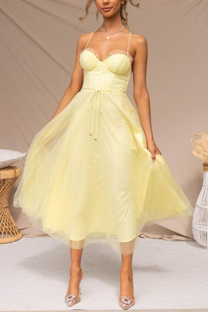 Abito Maxi da Festa con Bretelle in Chiffon per Principessa Moderna