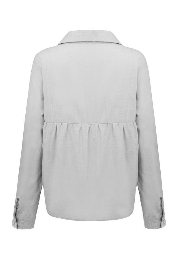 Camicia Blusa a Collo con Bottone Casual