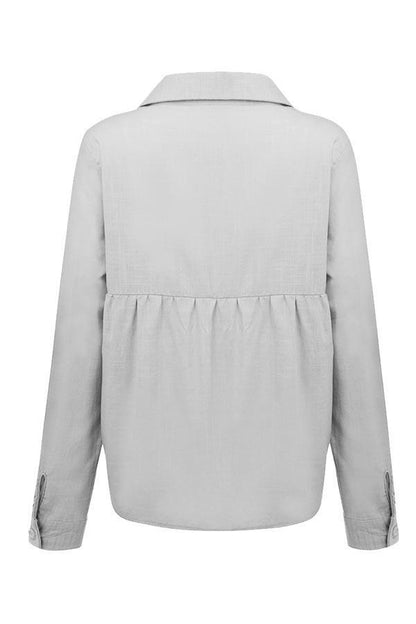 Camicia Blusa a Collo con Bottone Casual