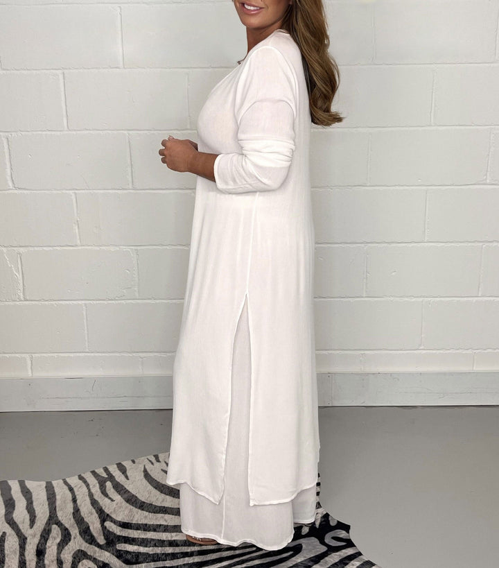 Set di top lungo casual a due pezzi e pantaloni coordinati