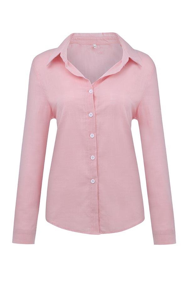 Camicia Blusa a Collo con Bottone Casual