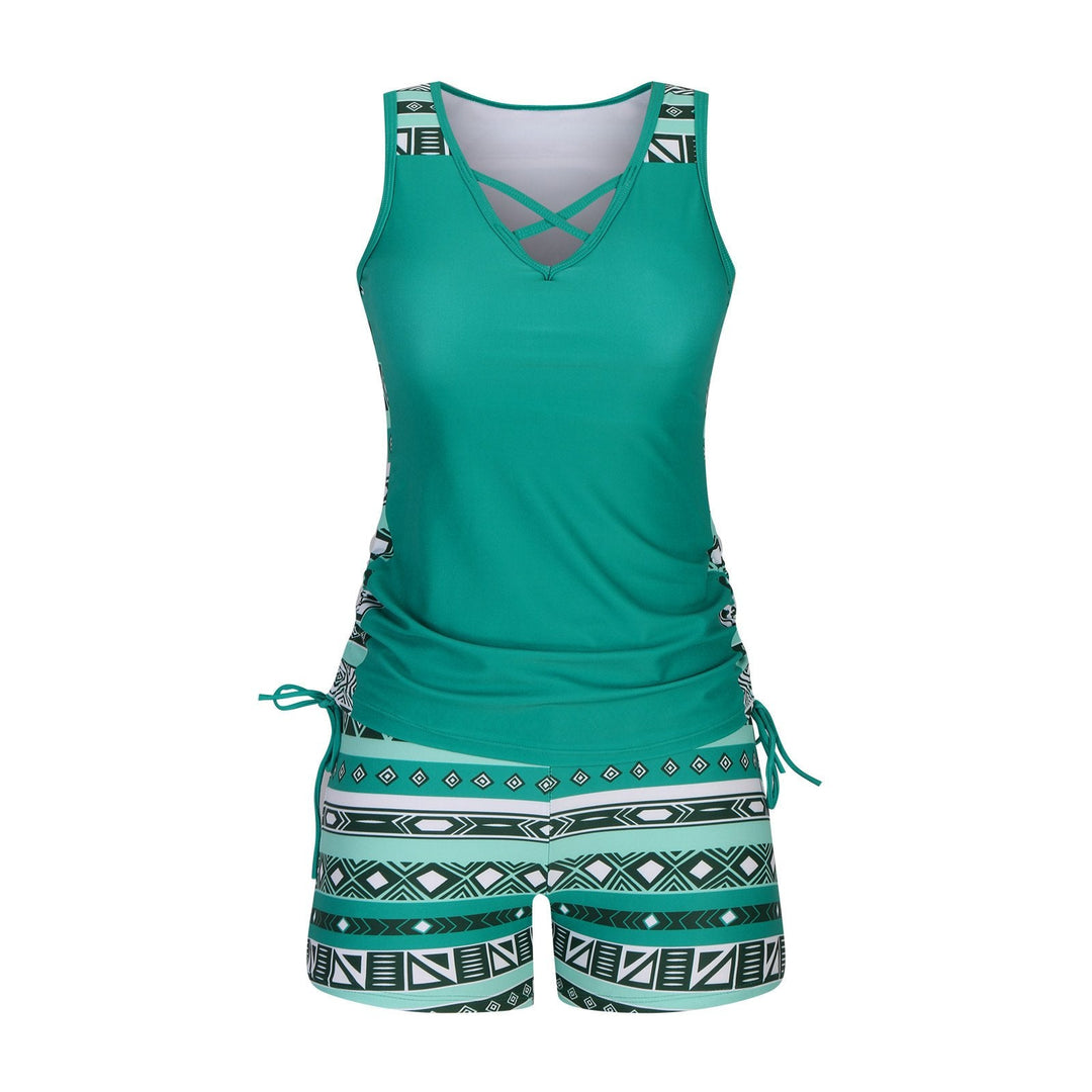 Costume da bagno a due pezzi con stampa bohemien azteca