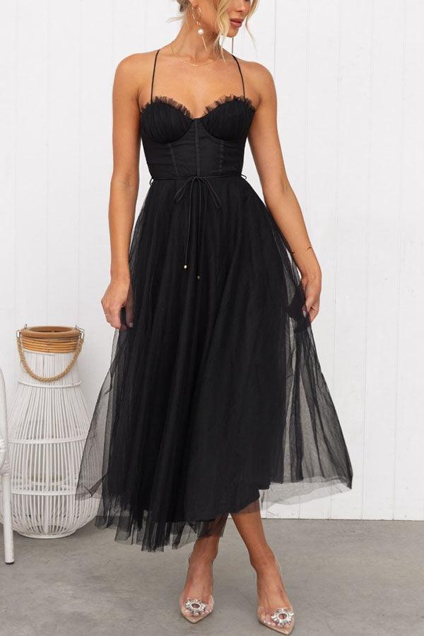 Abito Maxi da Festa con Bretelle in Chiffon per Principessa Moderna