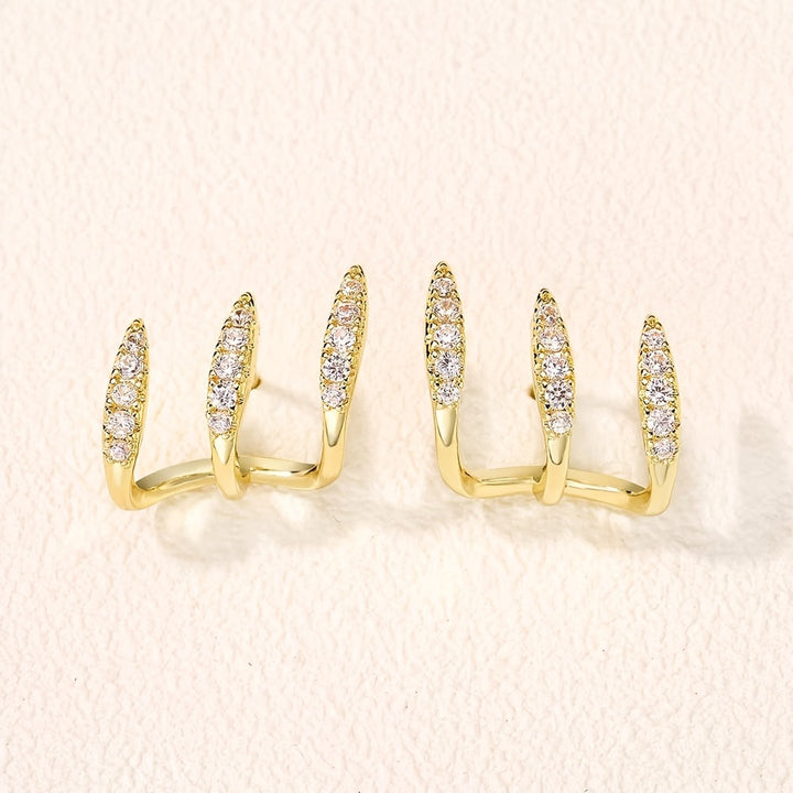 Orecchini Eleganti con Strass a Tre Griffe
