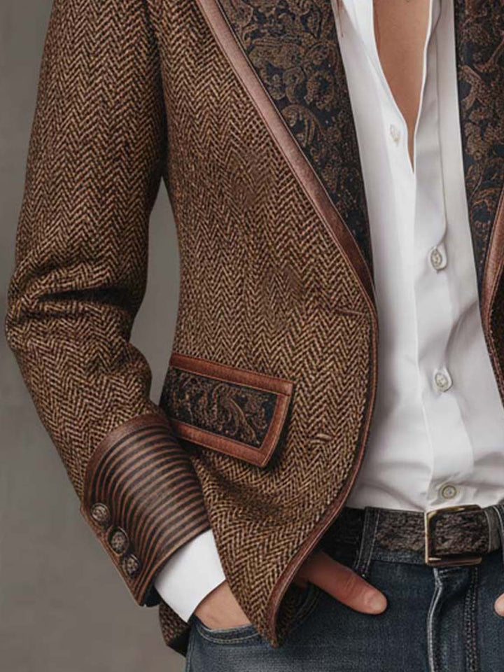 Blazer da Donna con Stampa a Spina di Pesce