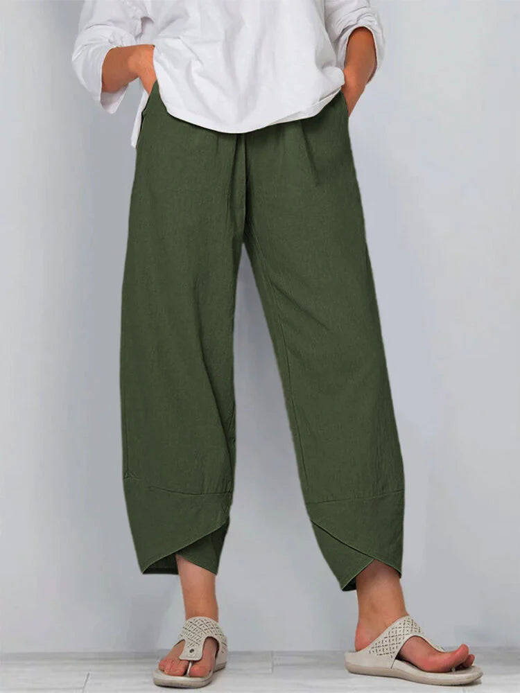 Pantaloni alla Caviglia Casual a Colore Solido