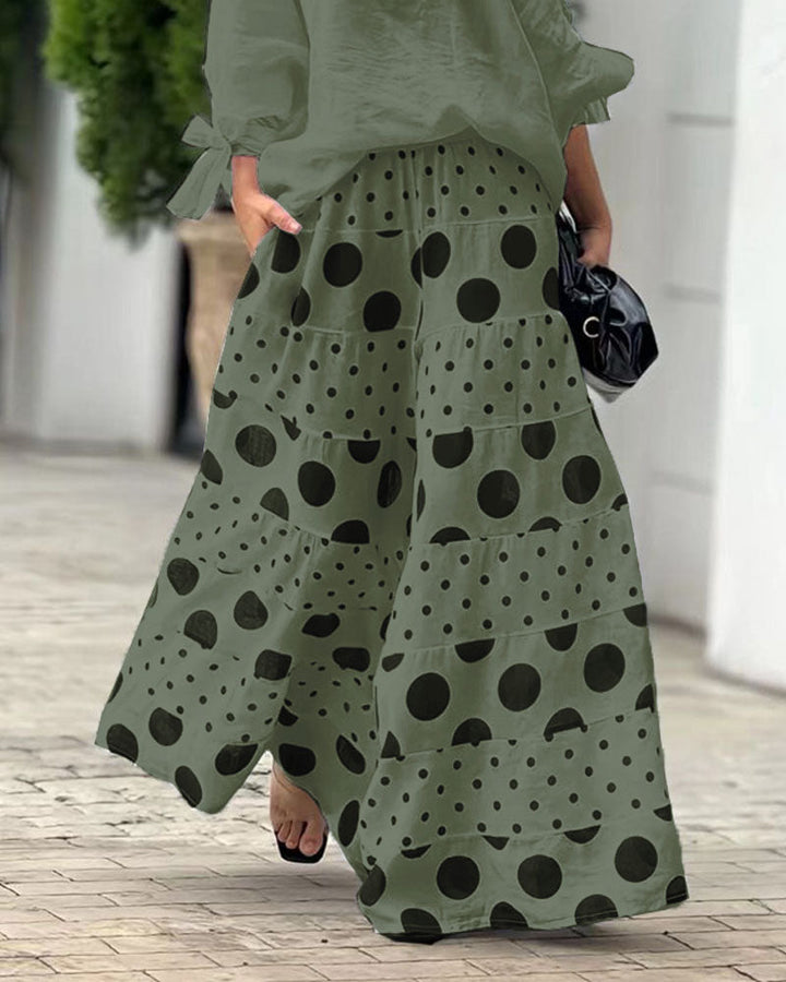 Set due pezzi top casual con spalline e pantaloni stampati