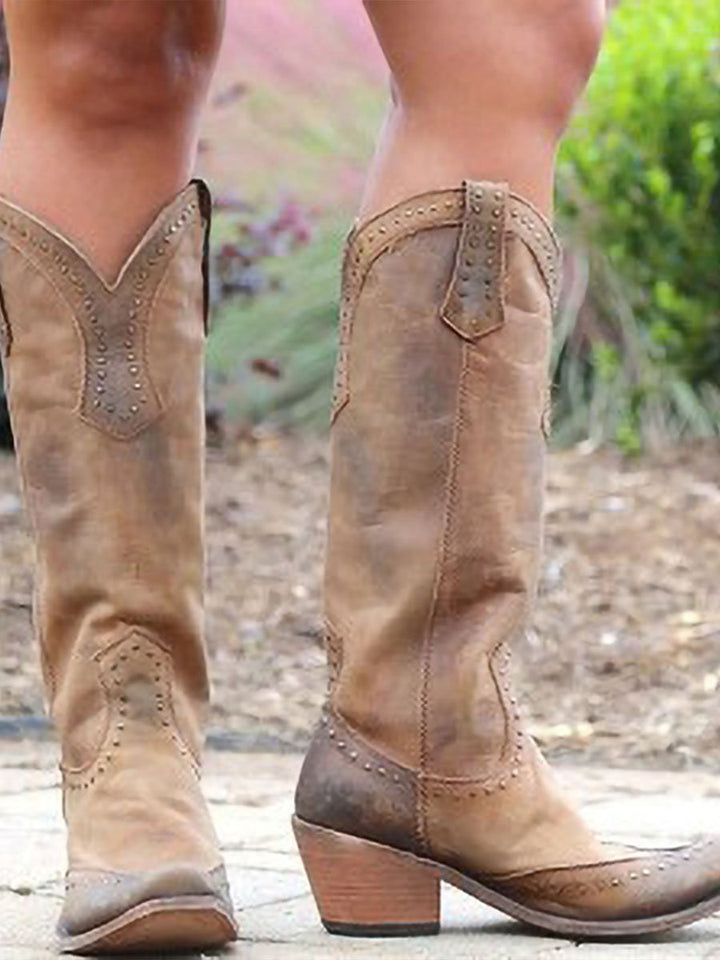 Stivali da Cowgirl Vintage con Borchie