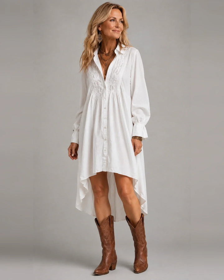 Lucia | Abito Camicia con Dettagli in Pizzo