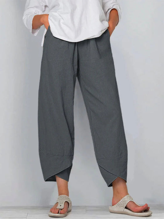 Pantaloni alla Caviglia Casual a Colore Solido