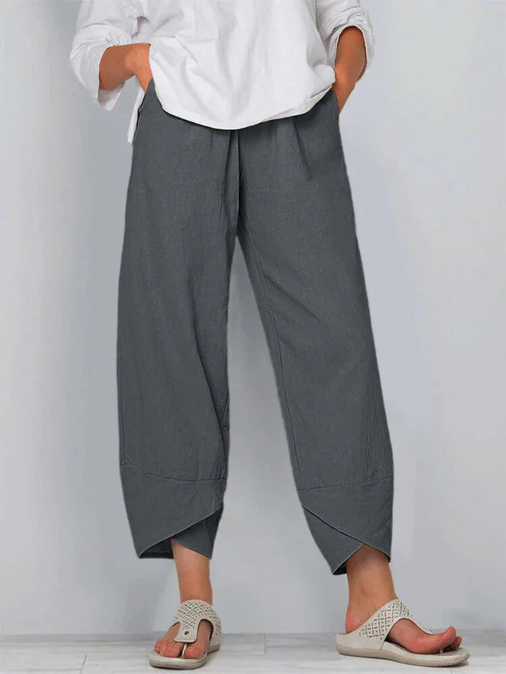 Pantaloni alla Caviglia Casual a Colore Solido