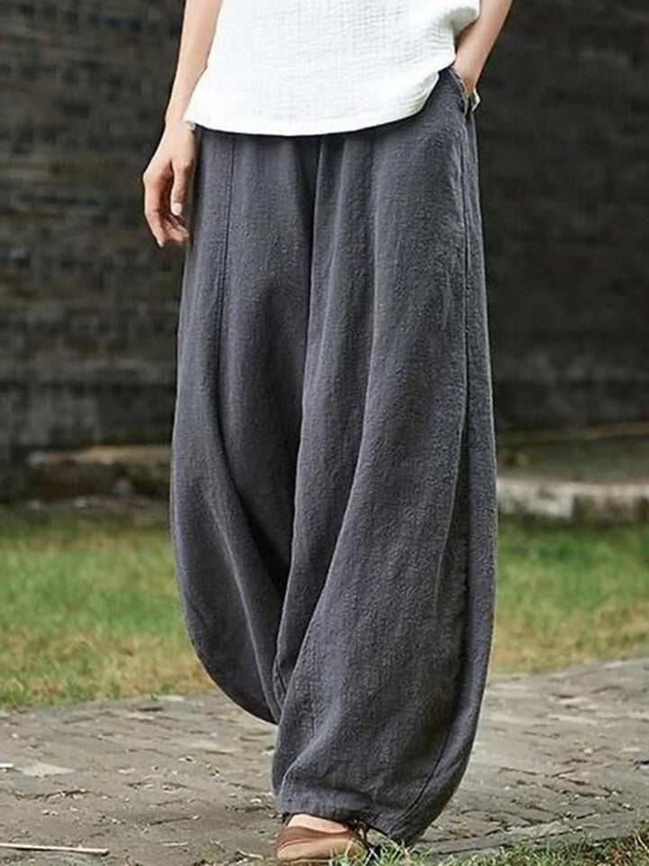 Pantaloni Lantern Casual Vintage Pieni di Tasca