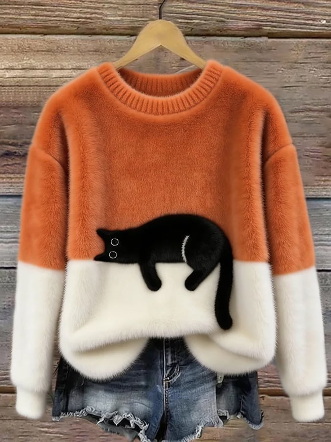 Aileen™ | Maglione Oversized con Stampa di Gatto Elegante