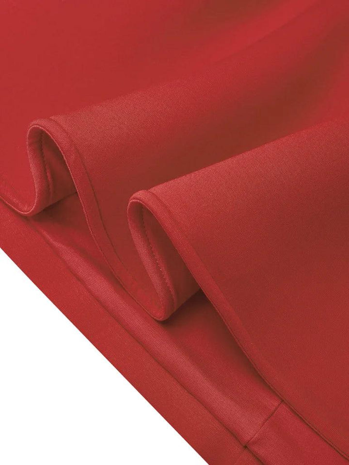 Abito Elegante Midi Rosso Senza Maniche con Nodo in Vita per Giorno e Notte