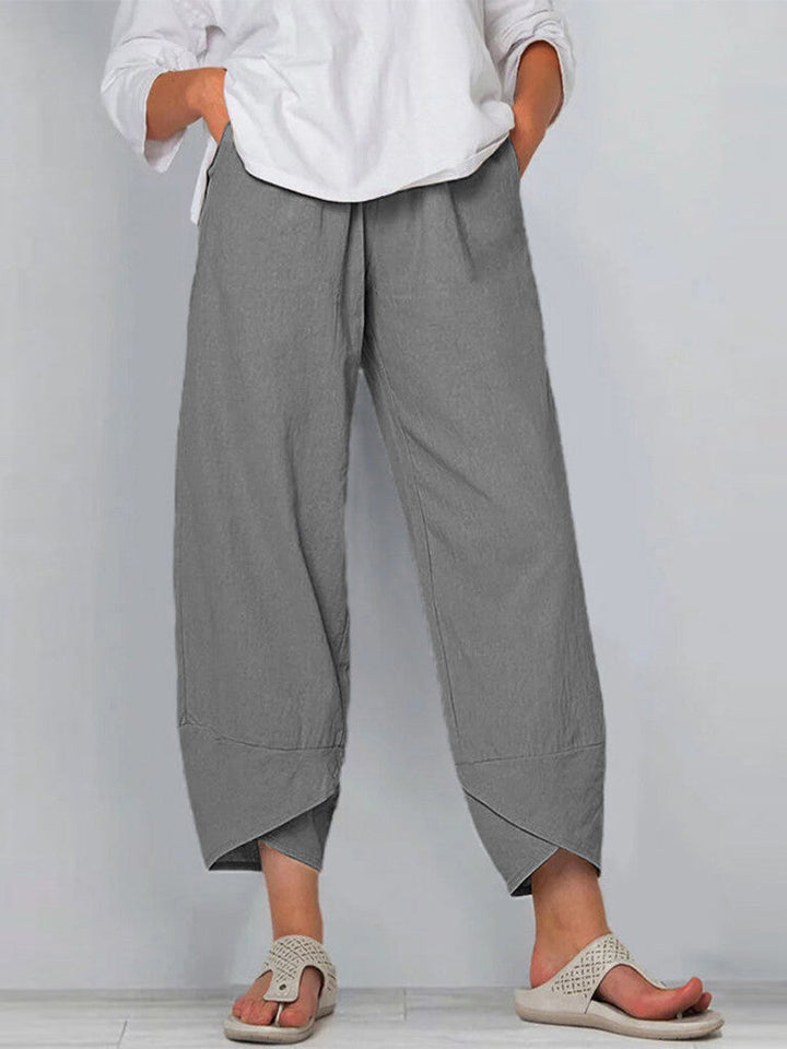 Pantaloni alla Caviglia Casual a Colore Solido