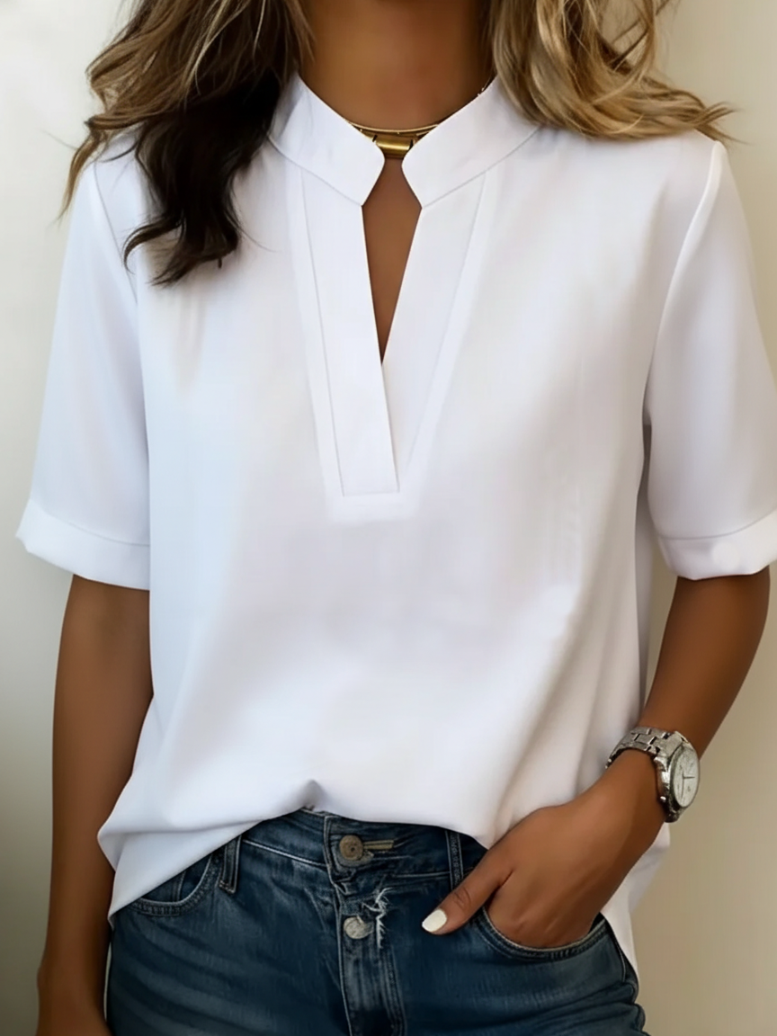 Margaux | Blusa Chic con Collo a V e Dettaglio Dorato