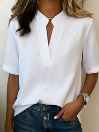 Margaux | Blusa Chic con Collo a V e Dettaglio Dorato