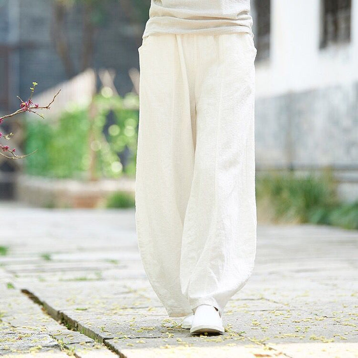 Pantaloni Lantern Casual Vintage Pieni di Tasca