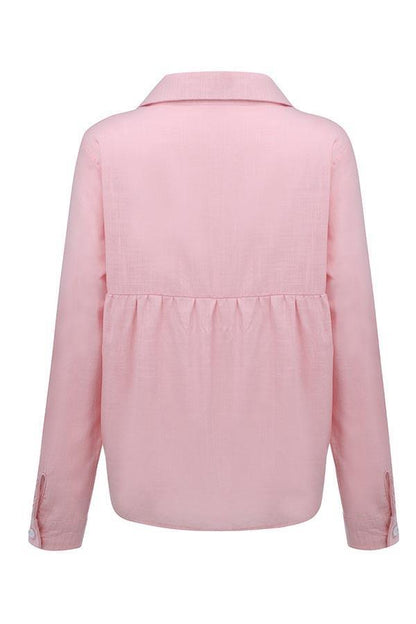 Camicia Blusa a Collo con Bottone Casual