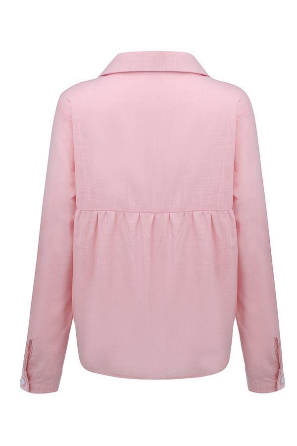 Camicia Blusa a Collo con Bottone Casual