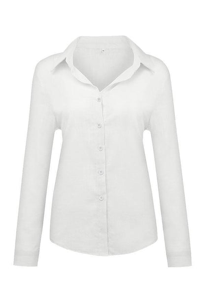 Camicia Blusa a Collo con Bottone Casual