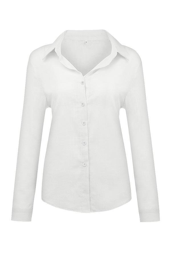 Camicia Blusa a Collo con Bottone Casual