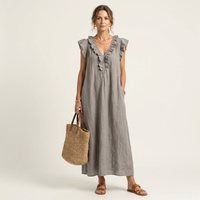 Josette | Abito Maxi con Rouches e Scollo a V
