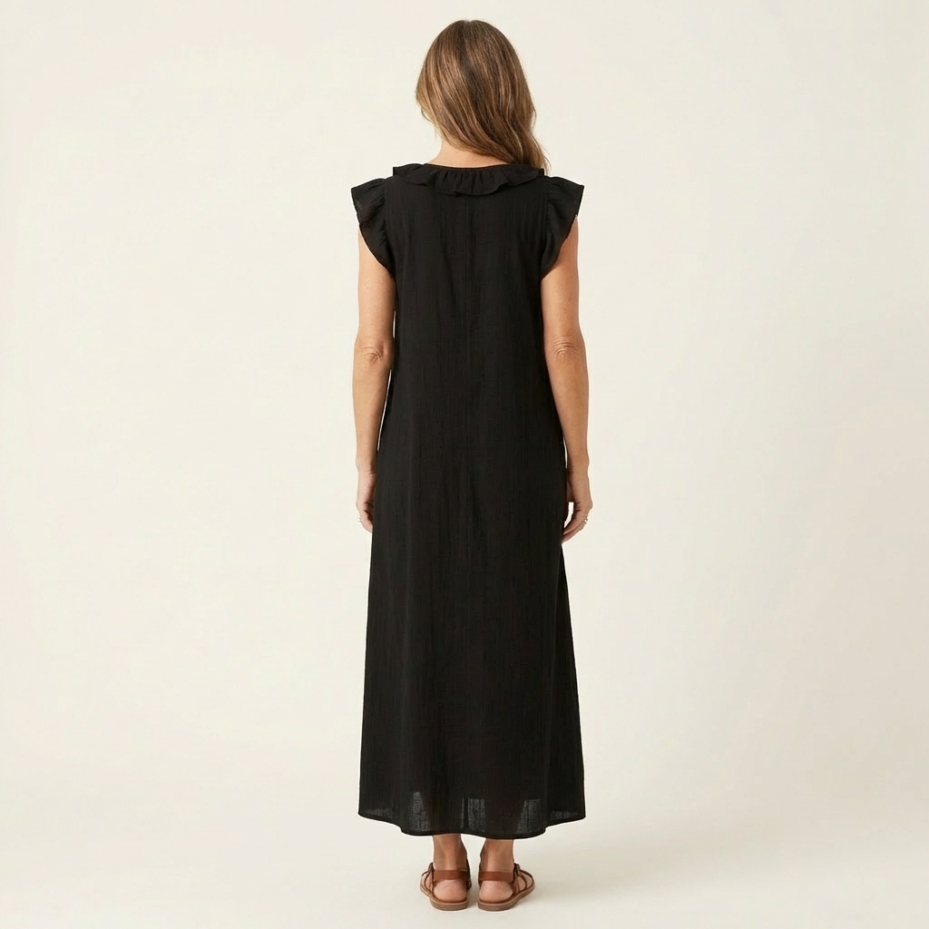 Josette | Abito Maxi con Rouches e Scollo a V