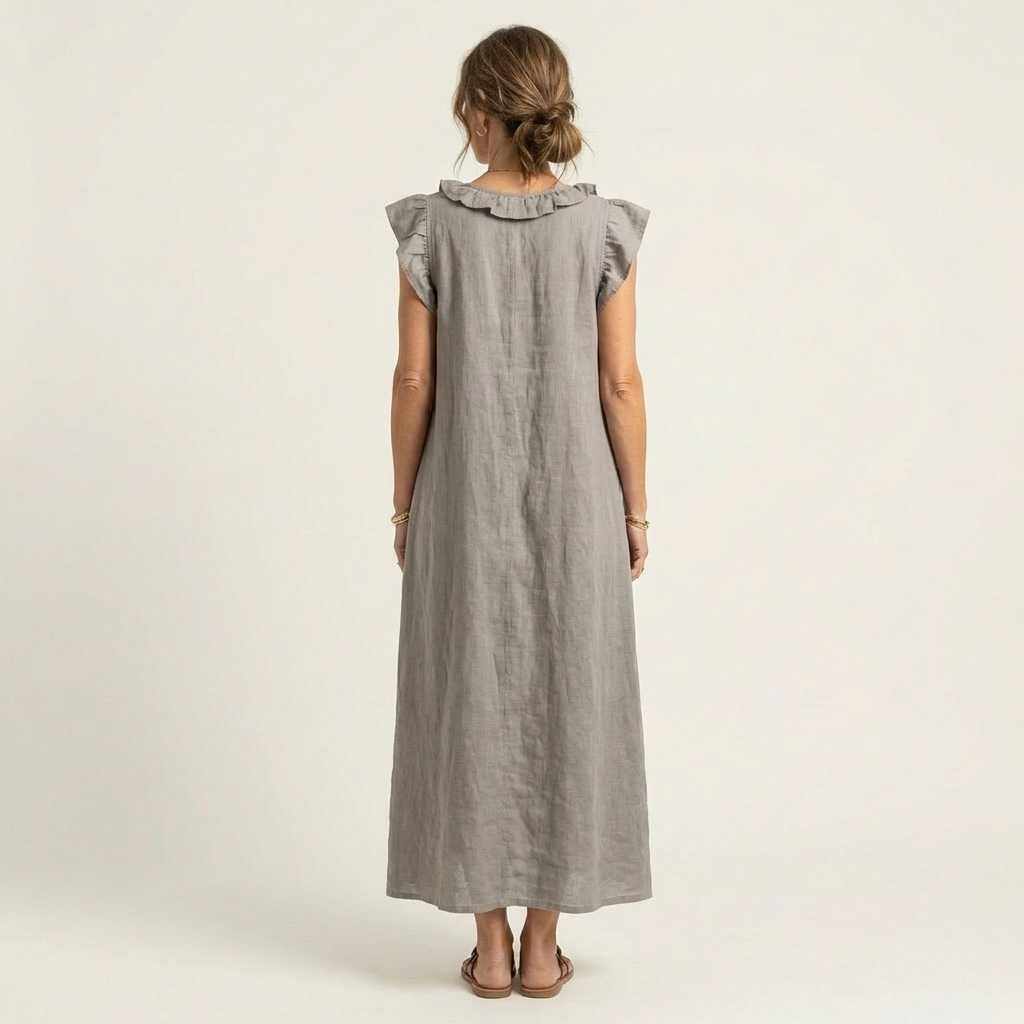 Josette | Abito Maxi con Rouches e Scollo a V