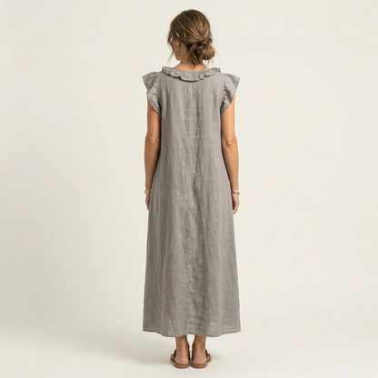 Josette | Abito Maxi con Rouches e Scollo a V