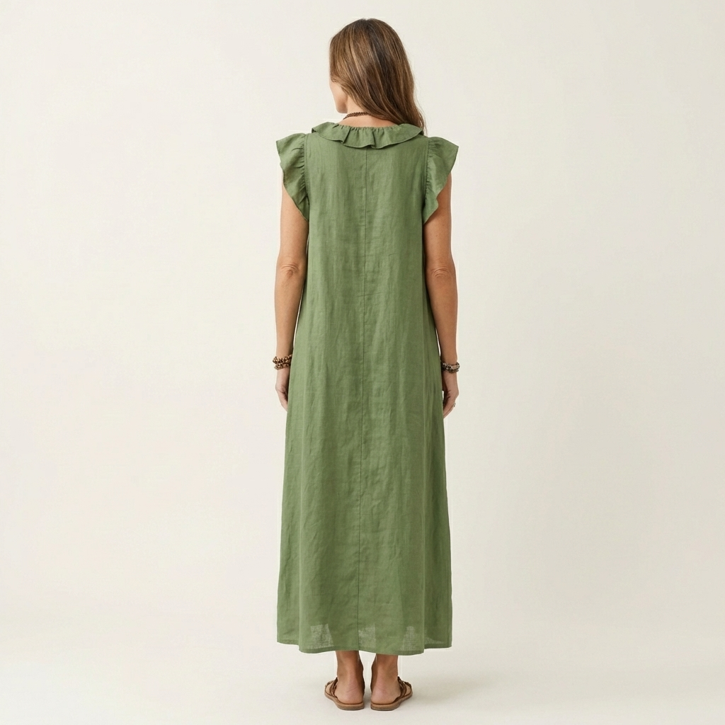 Josette | Abito Maxi con Rouches e Scollo a V