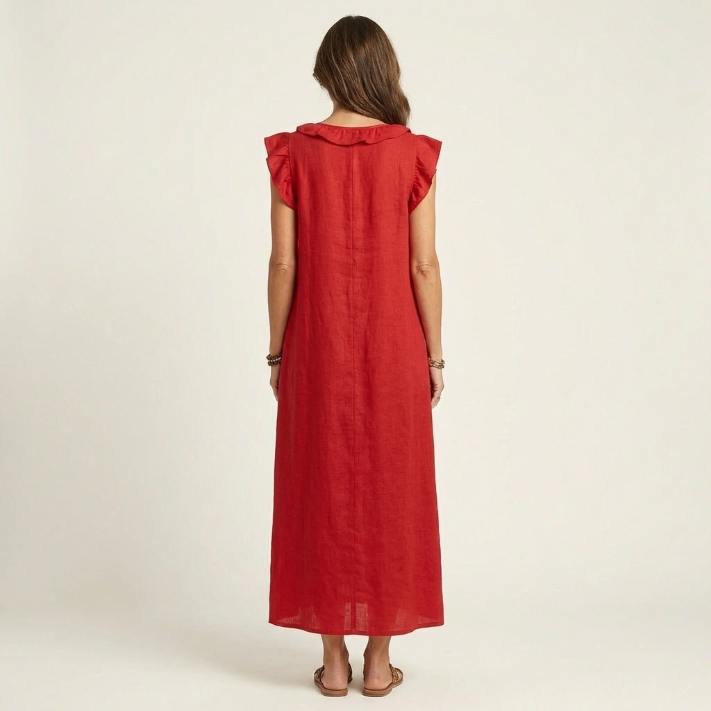Josette | Abito Maxi con Rouches e Scollo a V