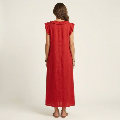 Josette | Abito Maxi con Rouches e Scollo a V