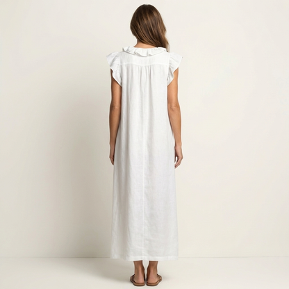 Josette | Abito Maxi con Rouches e Scollo a V