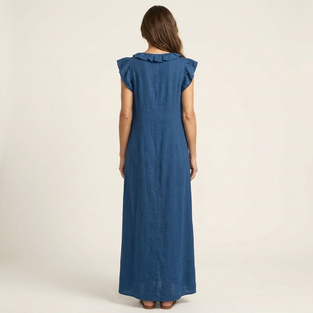 Josette | Abito Maxi con Rouches e Scollo a V