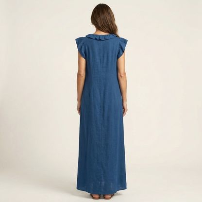 Josette | Abito Maxi con Rouches e Scollo a V