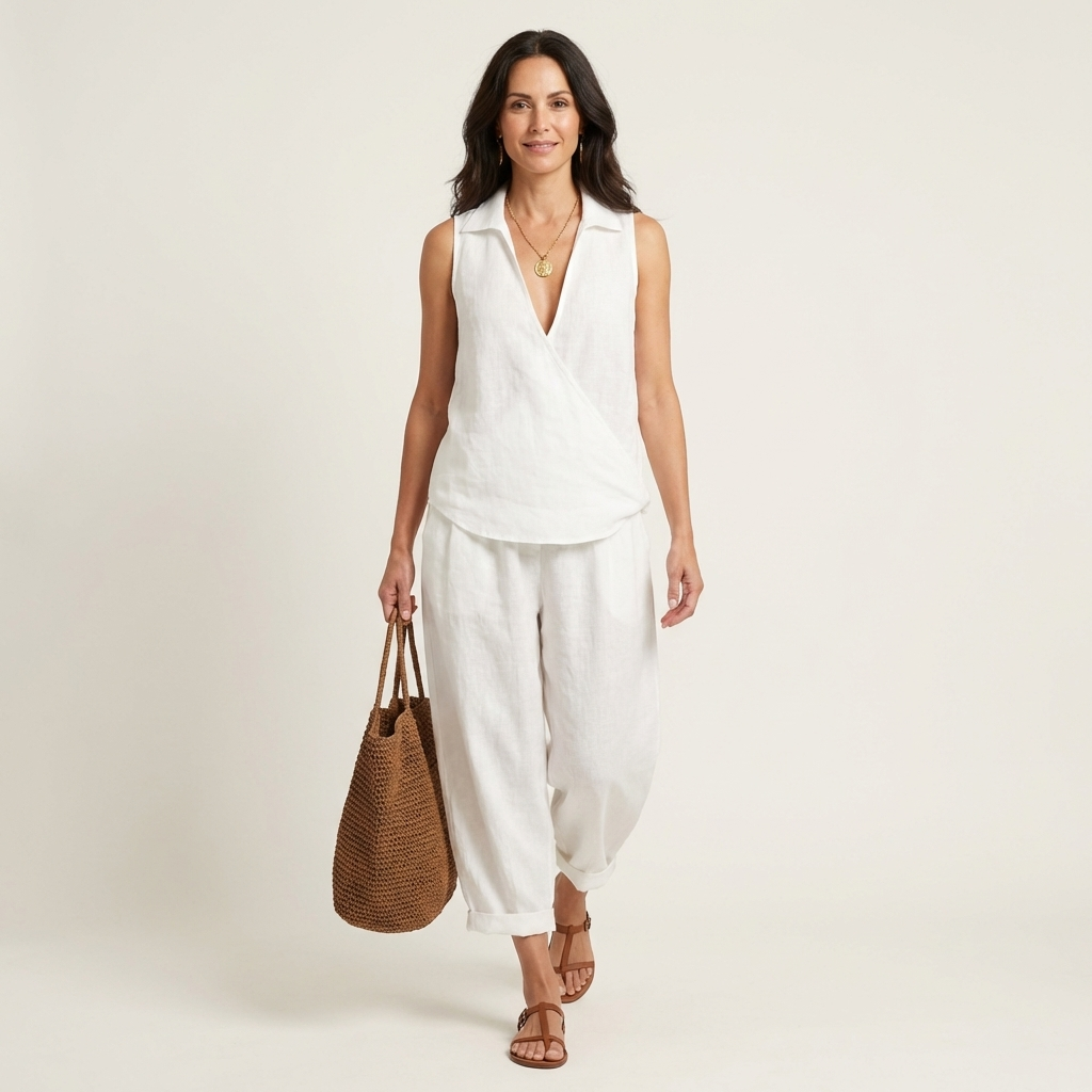 Twiila | Set Top a Incrocio e Pantaloni a Gamba Larga