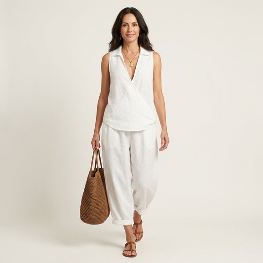 Twiila | Set Top a Incrocio e Pantaloni a Gamba Larga