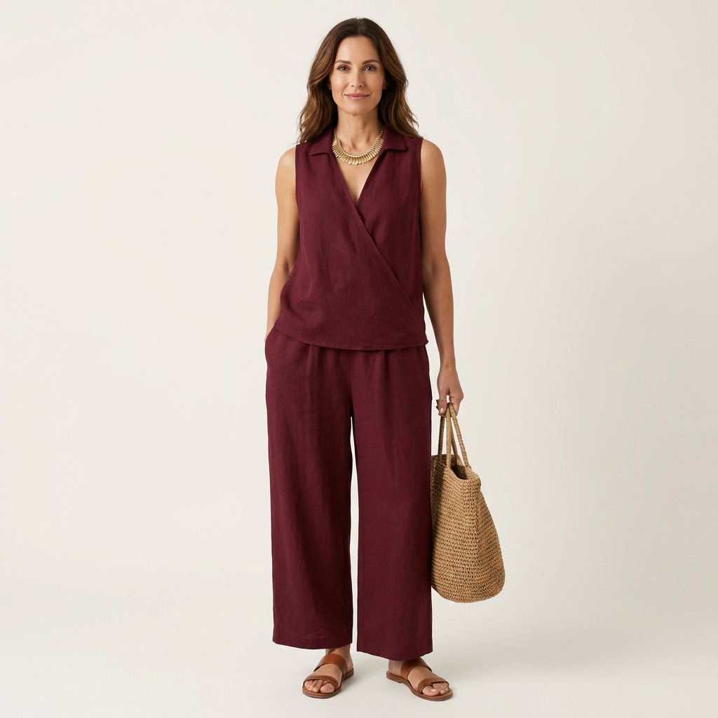 Twiila | Set Top a Incrocio e Pantaloni a Gamba Larga