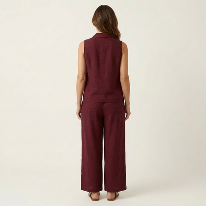 Twiila | Set Top a Incrocio e Pantaloni a Gamba Larga