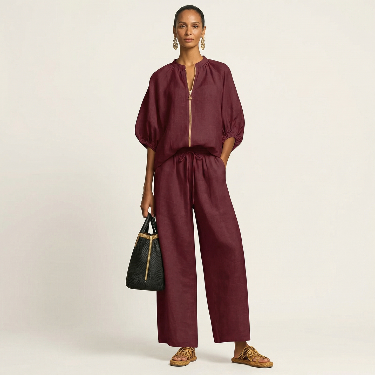 Marlowe | Set con Maniche a Puff e Zip Frontale